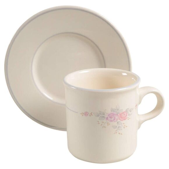 Pfaltzgraff "Trousseau" Flat Cup & Saucer Set Lot of 4 sets Preowned - Picture 1 of 1